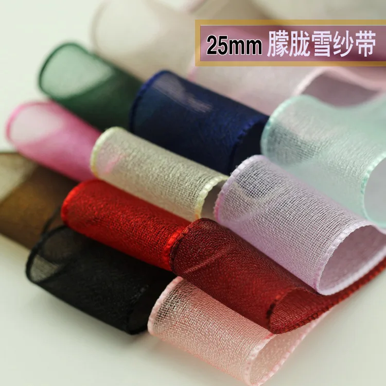 

The new 25mm hazy organza ribbon hair ornaments handmade DIY Korean version of the new material wholesale bow