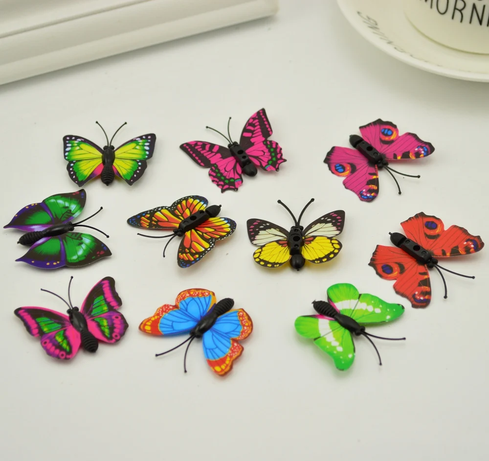 12 шт. 3d ПВХ 4 см имитация бабочки настенные Свадебные украшения для домашней вечеринки diy наклейки художественные наклейки ТВ холодильник детские игрушки многоцветный