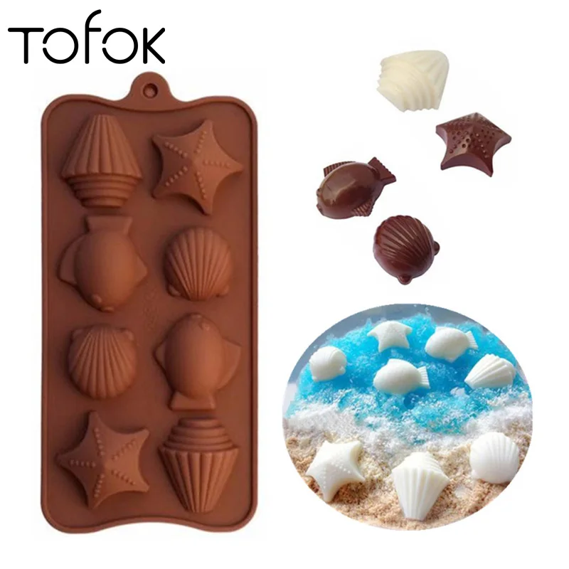 

Tofok Shell Starfish Silicone Cake Mold Oven Ice Cream Lattice Baking Candy Pudding 8 Cavities Pans Handmade Soap Making Moulds