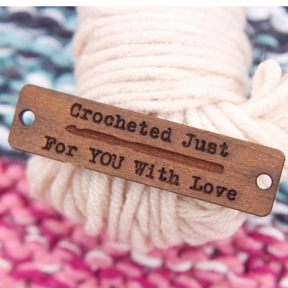 

Hat Wood Tags, branding labels, Wooden Handmade, Personalized ,Handmade, Knitting Crochet (WDBQ73)