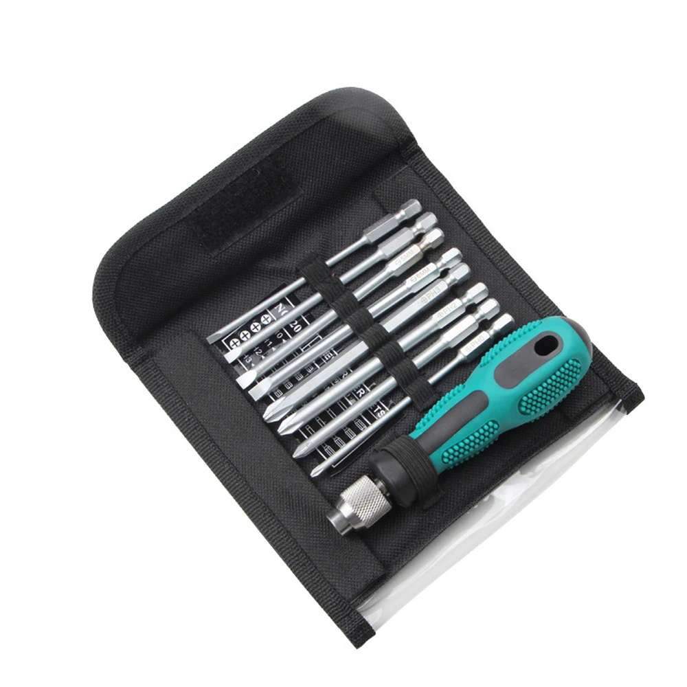 

Chromium vanadium steel cross screwdriver set with magnetic replaceable tool head nut disassembly tool