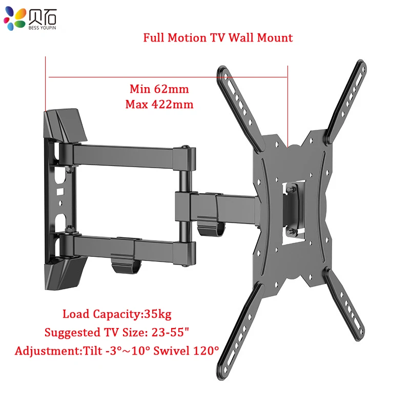 Billige Full Motion TV Wand Halterung Swivel Tilt Halterung für 26 55 \