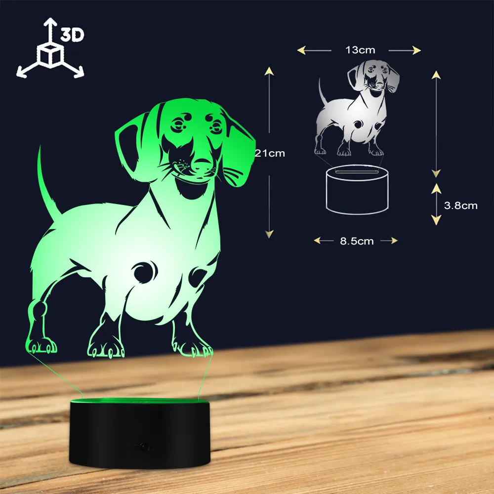 Светильник Dachshund Dog Breed 3D с оптической иллюзией лампа ручной работы для сосисок