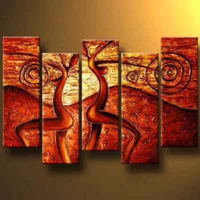 

5 pcs Hand Painted Home Decor Canvas Painting Women Dancing-Modern Canvas Art Wall Decor-Abstract Oil Painting Wall Art