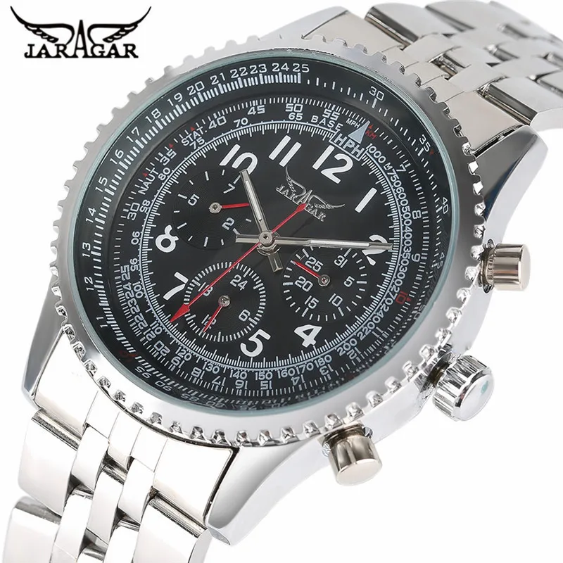 JARAGAR Date Display font b Mechanical b font Watch font b Men b font Automatic Self