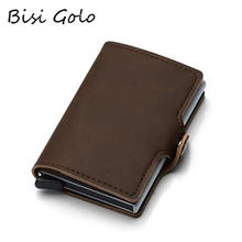 BISI GORO из искусственной кожи кредитный держатель для карт чехол для женщин и мужчин RFID кошельки на застежке Винтаж Бизнес ID держатель одна коробка