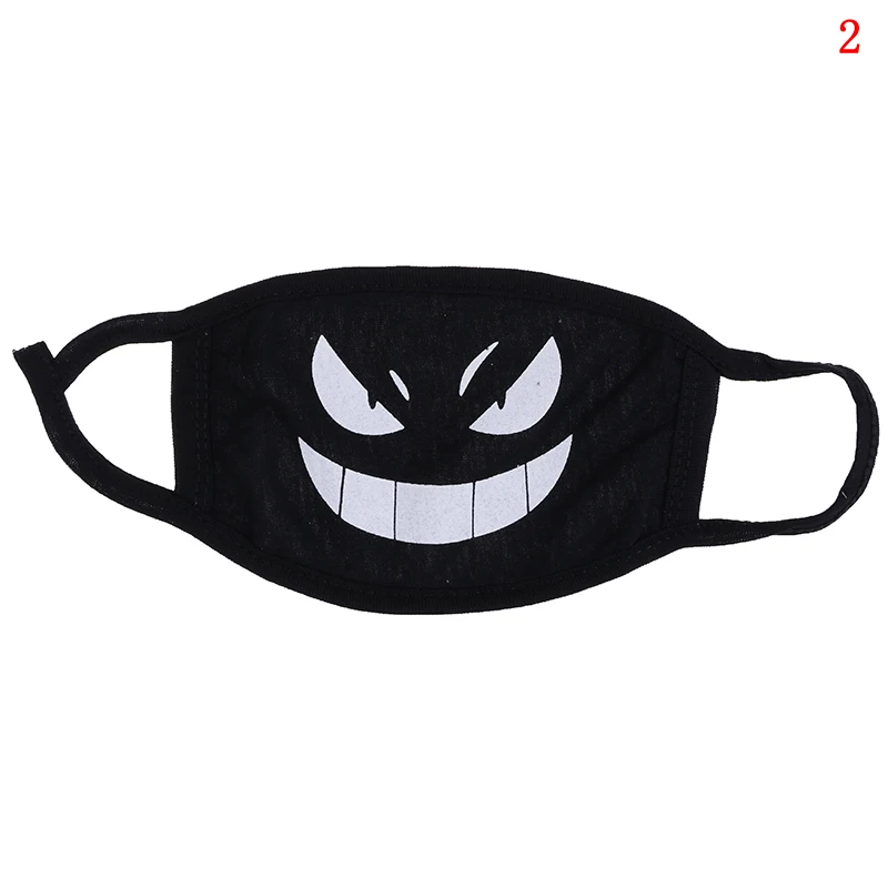 1 шт., черная мультяшная маска для рта, мягкая, анти-туман, анти-пыль, маски, половина лица, хлопок, Пылезащитная маска для лица, для женщин и мужчин - Цвет: N2