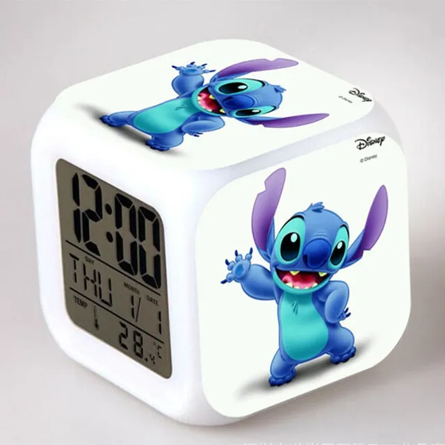 Alarm Clocks Lilo & Stitch LED 7 color Flash Change Digital Alarm Clock