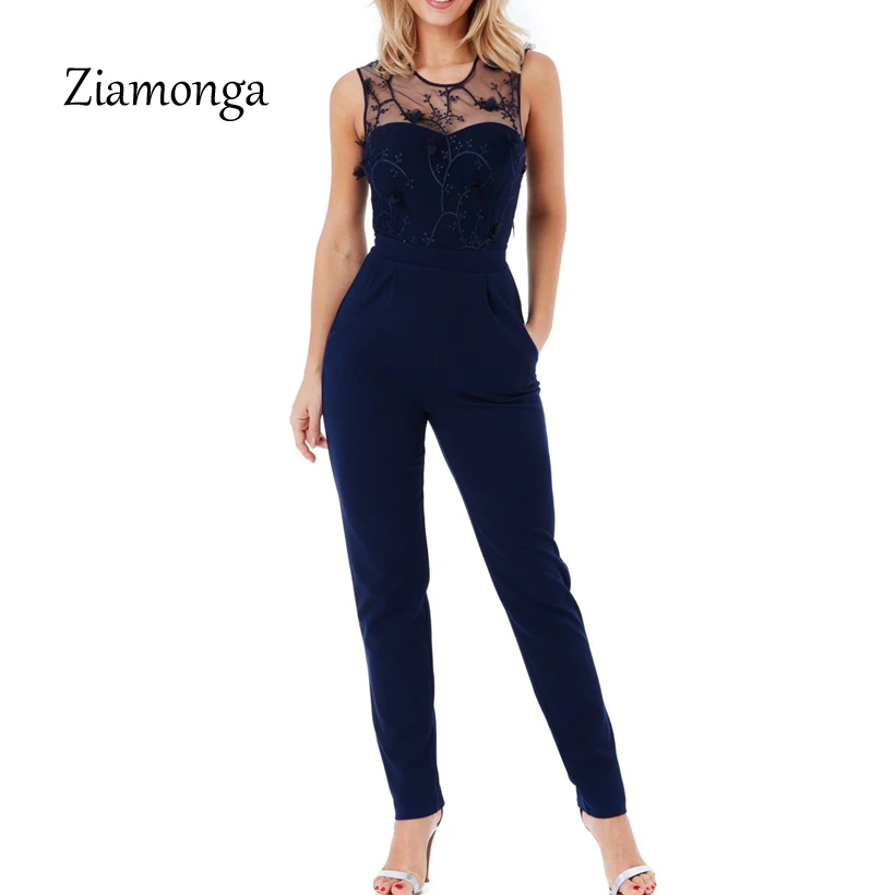 Ziamonga, элегантный кружевной комбинезон с открытыми плечами, Женский Летний комбинезон, сексуальный женский комбинезон, повседневные длинные штаны, Комбинезоны для женщин, комбинезон