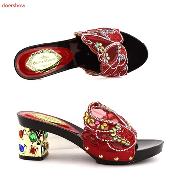

doershow African Wedding Shoes Open Toe Ladies Sandals Shoes Party Wedding Shoes Decorated with Rhinestone SHOES KGB1-30