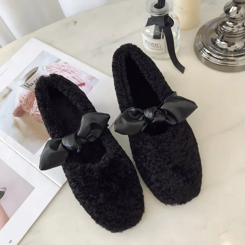 

HEE GRAND 2019 Spring Fashion Pumps Shoes Med Heels Flock Pumps with Round Toe Short Plush Shoes with Blutterfly knot WXG583