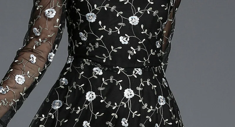 ShejoinSheenjoy O-Neck Mesh Patchwork A-Line Dresses Women Flower Embroidery Long Dress Black Off Shoulder Sexy Party Dresses (15)
