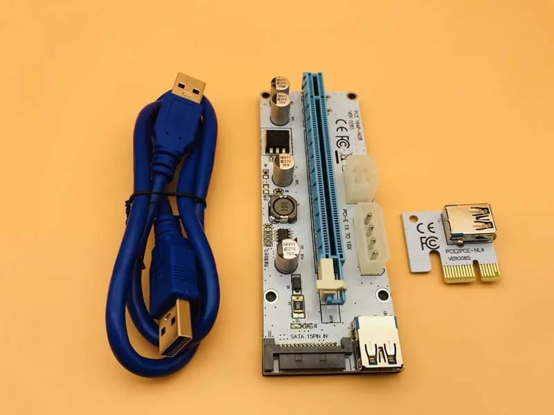 100 шт USB3.0 кабель 008 S стояк PCIe PCI-E PCI Express Riser Card 1x к 16x SATA к 4Pin IDE Molex разъем питания для Bitcoin Miner горно