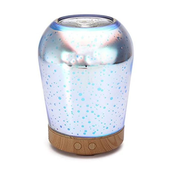 

3D Essential Oil Diffuser, 100ml Aromatherapy Ultrasonic Cool Mist Humidifier 3D Design Glass 7 Colorful Light Mode Function Off