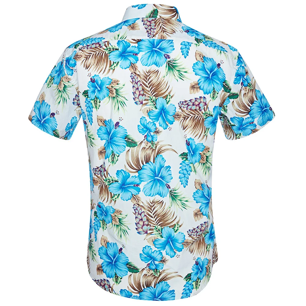 Летняя Пляжная Мужская гавайская рубашка с принтом, повседневные мужские рубашки с коротким рукавом, американские размеры s, большие