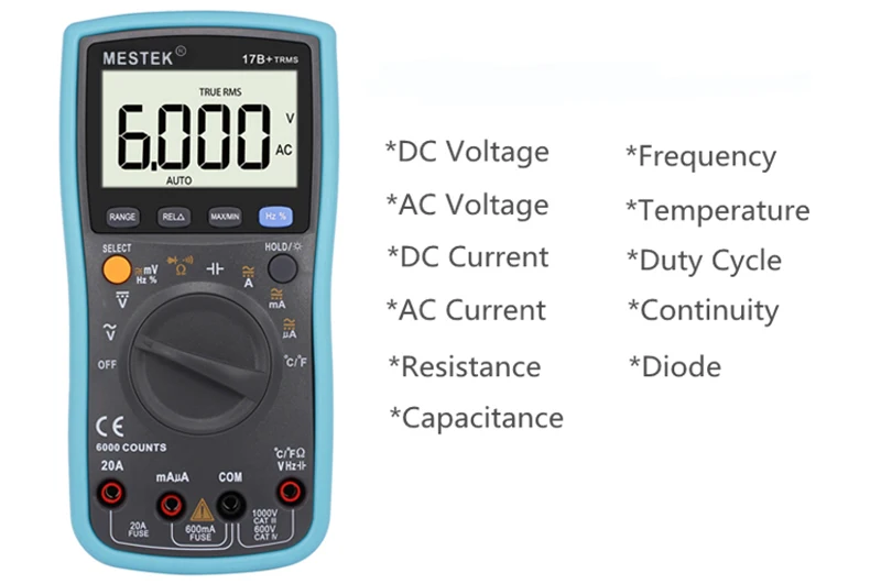 Цифровой мультиметр, профессиональный тестер зонда, 6000 отсчетов, цифровой измеритель, мультиметры, мультиметр, мультитестер