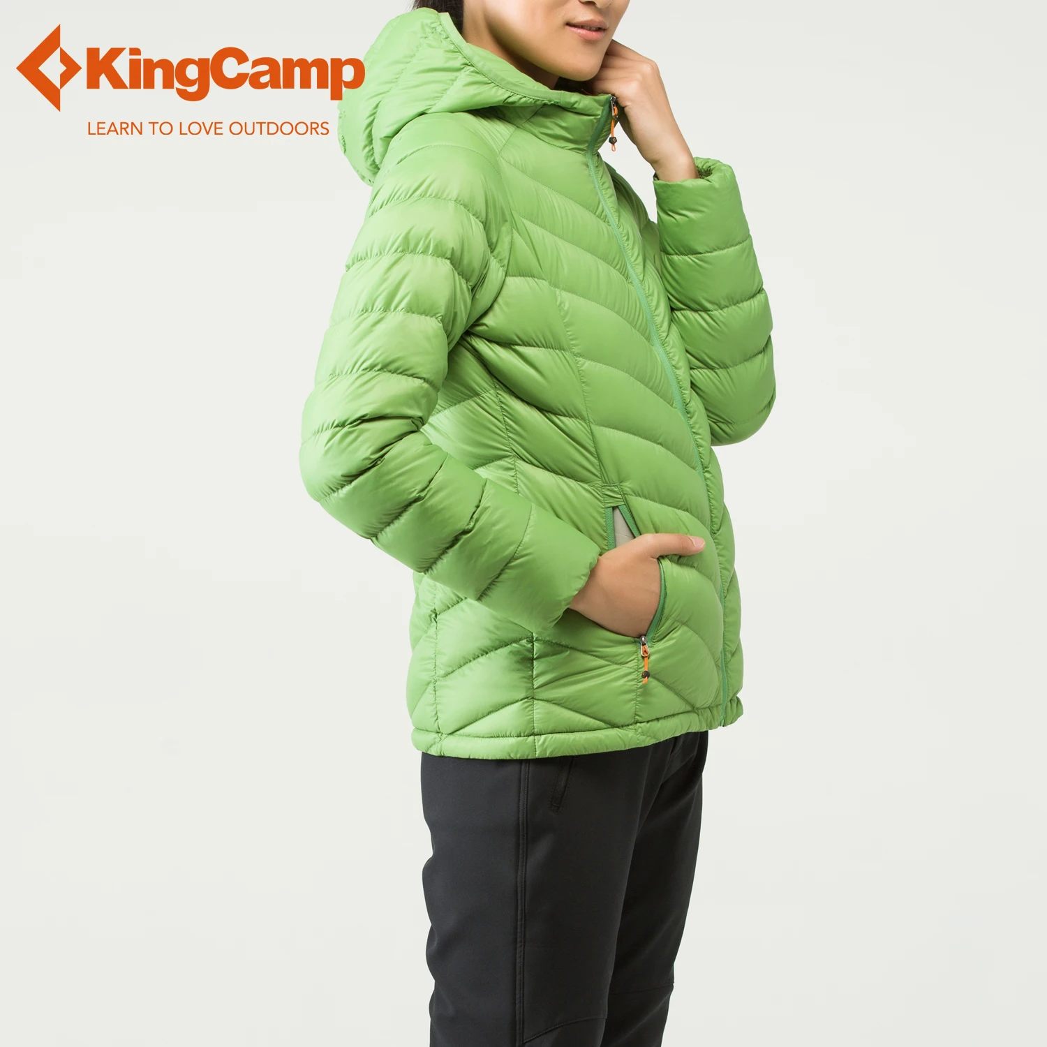 KingCamp Для женщин, с капюшоном, упаковываются, ультра светильник Вес утепленная пуховая куртка Зимние Водонепроницаемый 90% вниз свитер верхняя одежда для детей