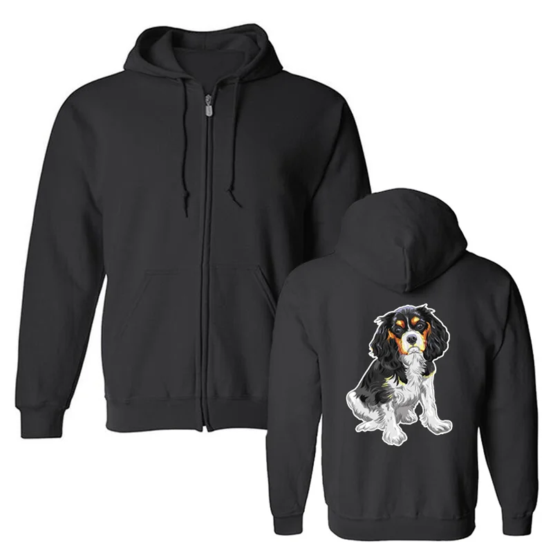 Cavalier King Charles Spaniel Dog Print Hoodies Men Girl Fleece Sweatshirt Casual Hooded Hip Hop Harajuku Streetwear