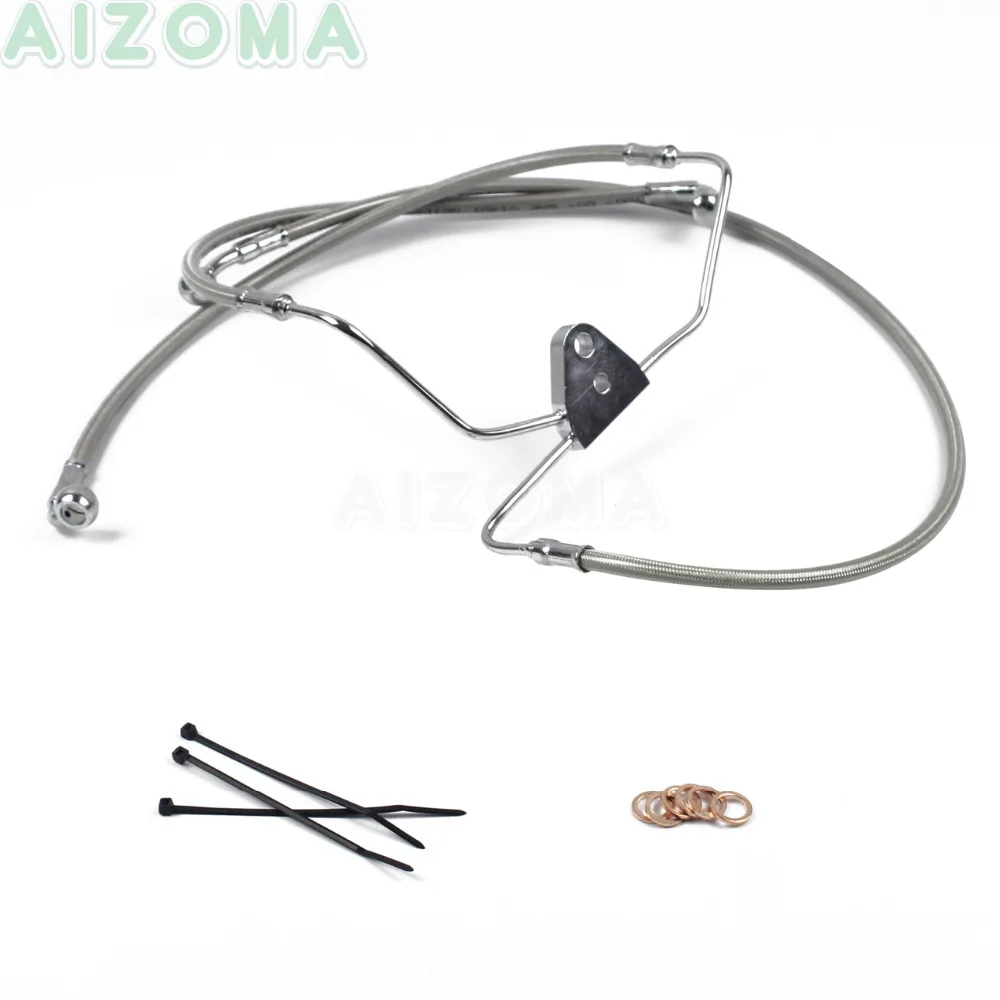 Black Front 8/" Stainless Brake Line Kit For Harley Touring 14” Handlebar No ABS