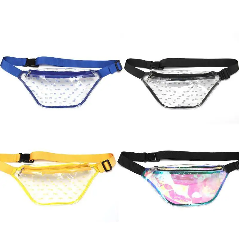 

LXFZQ 2019 New Sac Banane Femme Women Transparent Waist Bags Fashion PVC Transparent Fanny Pack Women Waist Bags holographic