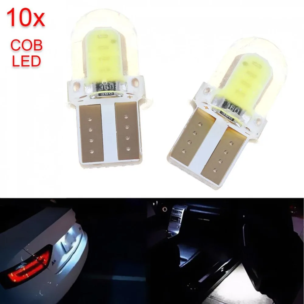 10 шт. 80LM 360 градусов угол луча T10 W5W COB 8-SMD светодиодный Canbus яркая кварцевая лампа