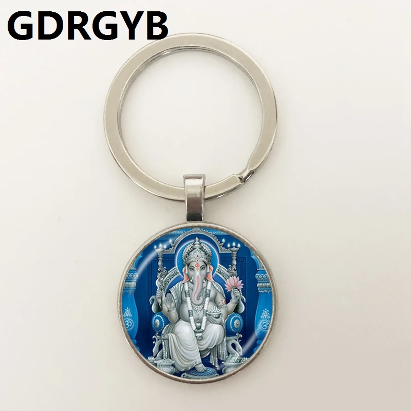 

GDRGYB Heat 2019 Lord Ganesh Ganesha Key buckle God of Fortune Hindu Elephant Buddha Meditation Spiritual Jewelry Key buckle