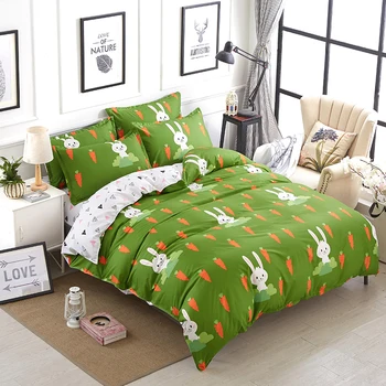 

Lovely Rabbits Home Textile Printed 3/4pcs Bedding Set Bed Cover Bed Sheet Duvet Cover Pillowcase Bed Linen Bedclothes Queen