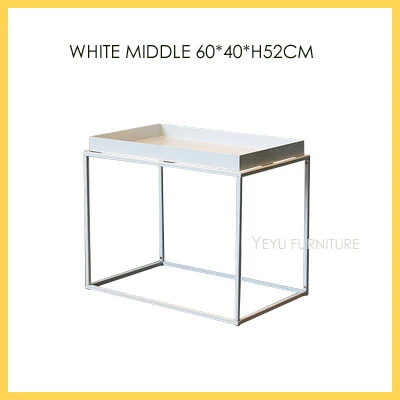 Минималистический современный дизайн Металлический Стальной чердак лоток боковой стол, модный чердак металла гостиной небольшой боковой Диванный лоток угловой стол 1 шт - Цвет: 60X40X52CM WHITE