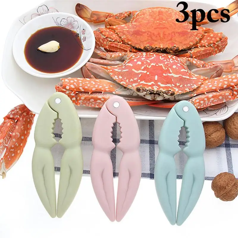 3pcs Lobster Crab Cracker Crab Caws Sheller Walnut Nut Clip Sea Food Tool Kitchen Gadgets Pink Blue Green Seafood Cracker Tool