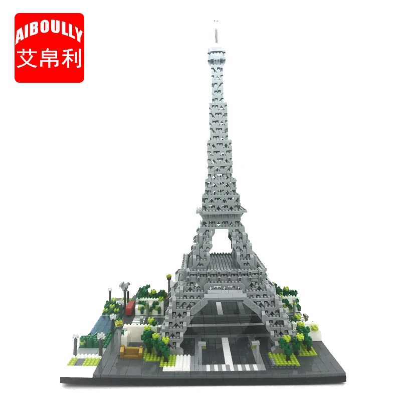 

AIBOULLY 069 World Famous Architecture Paris Eiffel Tower 3D Model 3369pcs Mini Building Diamond Nano Blocks Toy for Children