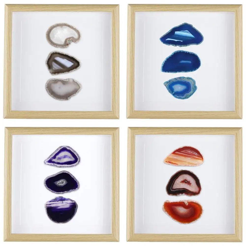 

TUMBEELLUWA Natural Agate Geode Slices Art Framed,Wall Decor Living Room Dorm Wedding Wall Art Home Decoration 8.7 inches