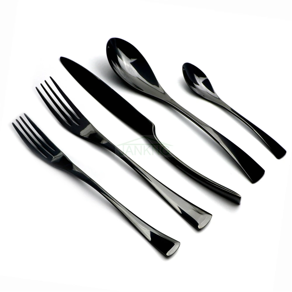20Pcs/Set 304 Stainless Steel Dinnerware Set Black Tableware Set Knife Fork Dessert Fork TeaSpoon Cutlery Service for 4 20Pcs/Set 304 Stainless Steel Dinnerware Set Black Tableware Set Knife Fork Dessert Fork TeaSpoon Cutlery Service for 4