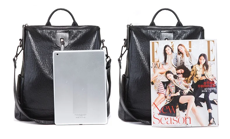 Женский рюкзак из натуральной кожи, женские сумки, дизайнерский повседневный рюкзак из натуральной кожи для ноутбука, Одноцветный женский рюкзак, школьная сумка C748