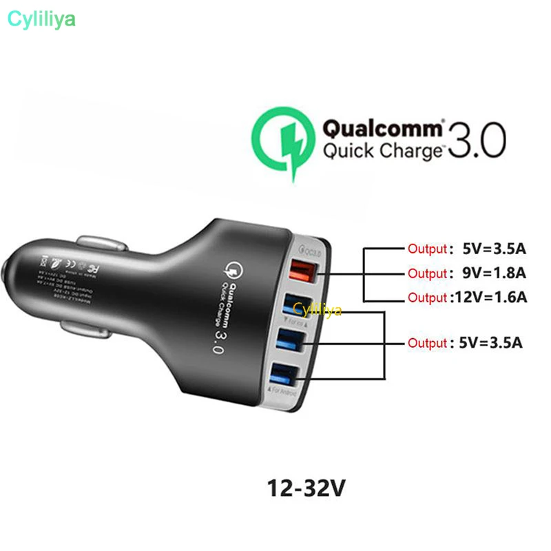 150 шт QC 3,0 видеорегистратор зарядное устройство 4 USB порт адаптер быстрой зарядки Смарт зарядное устройство 12V 3.1A для iPhone Android Samsun