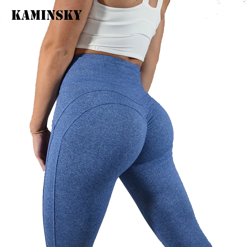Kaminsky المرأة الرياضية Athleisure كمال الاجسام Ruched يغطي الرجل اللياقة البدنية الملابس رياضي Jegging رفع عالية الخصر طماق