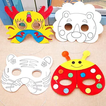 

Cartoon Animals Graffiti Blank Mask Kids Children DIY Painting Masks Toys Gift Halloween Party Dress Decoration