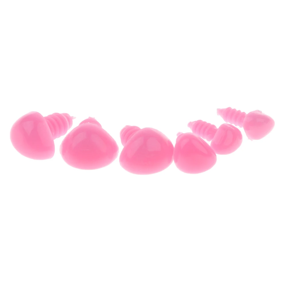 Box of 100 Pieces 7-13mm Plastic Safety Eyes Noses with Washers for Puppet Bear Doll Animal Stuffed Toys DIY Sewing Craft Pink