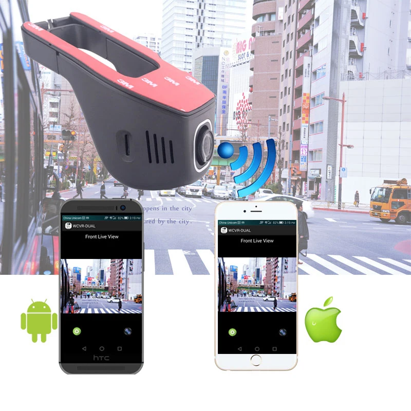 Автомобильный видеорегистратор Jiluxing 1080P Wi Fi с поддержкой Android и Apple