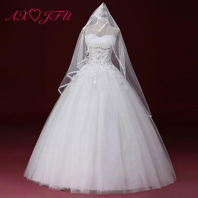 

AXJFU autumn and winter plus size white bandage tube top slim lace bride wedding dress princess wedding dress