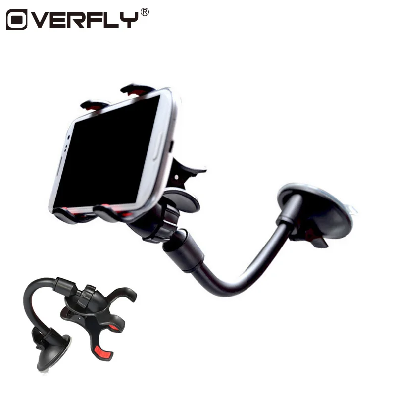 

Overfly Car Mobile Phone Holder Windshield Stand 360 Degree Adjustable Phone Holder For Smartphone 3.2-6 inch Navigation Bracket