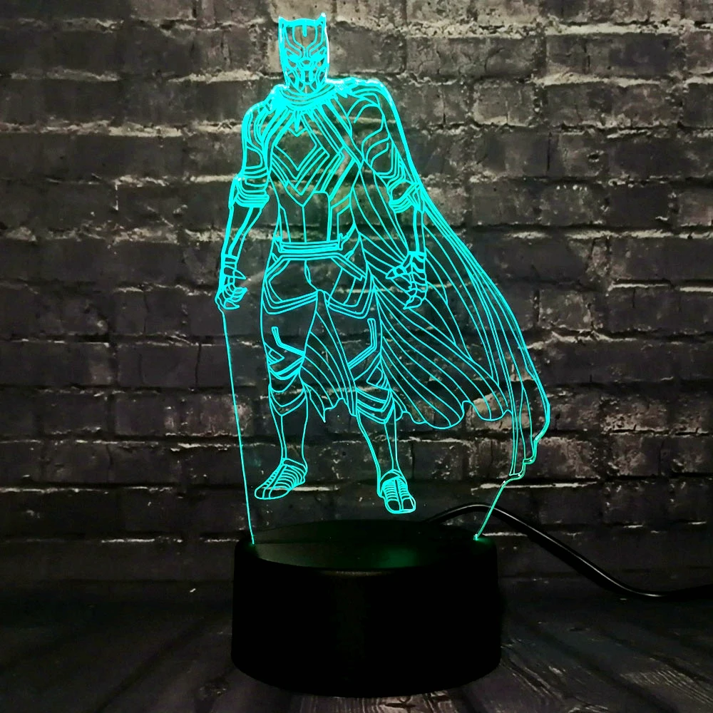 

Avengers Marvel Movie Series Super Hero Black Panther 3D Acrylic USB 7 Color Charge Lava LED Home Decor Table Night Light Gift