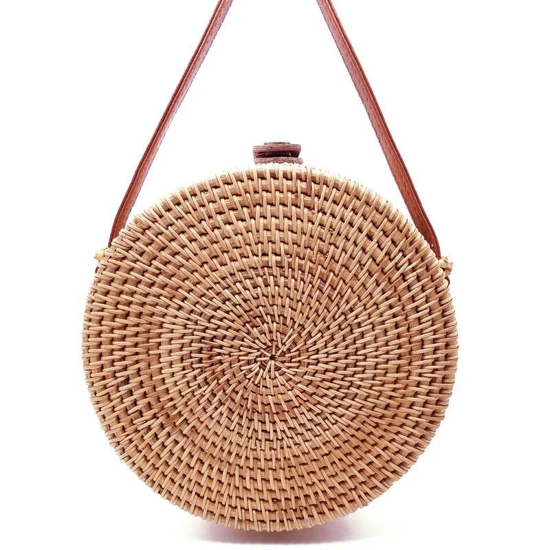 Bohemian Bali Rattan Bags for Women Small Circle Beach Handbags Summer Vintage Straw Bag Handmade messenger bag L26