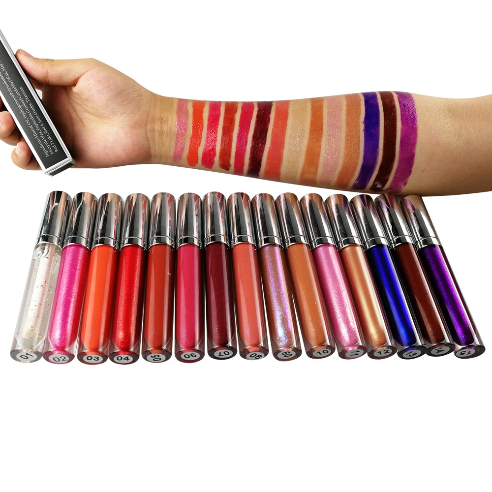 No Label Makeup Waterproof 15 colors Lquid Glossy Lip Gloss Lipgloss  Shimmer Lip Gloss Lipgloss Makeup Lipstick Lip Gloss 15pcs