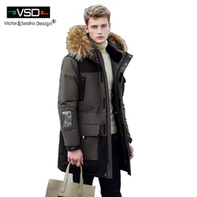 Виктор и Саша Дизайн Новые Длинные Зимние мужская Одежда Повседневная Куртка И Утолщение Утка Вниз Парки Мужской Большой пальто VSD