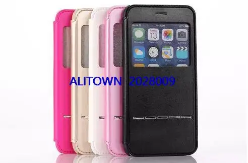 50pcs lot DHL Luxury Window View Leather Flip Case for Apple font b iphone b font