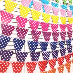 10 шт./лот 2,5 м вечерние украшения Baby Shower Баннер Дети сувениры флажки для дня рождения вымпелы синий розовый горошек Бумага гирлянды