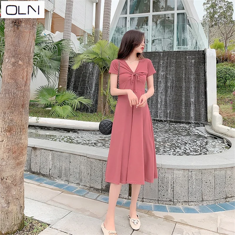Платье в Корейском стиле летнее Новое поступление Vestidos с коротким рукавом