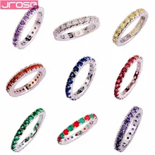JROSE Классическая Свадебная круглая огранка Фиолетовый CZ Серебряное кольцо Размер 6 7 8 9 10 11 12 13 для женщин женские модные ювелирные изделия