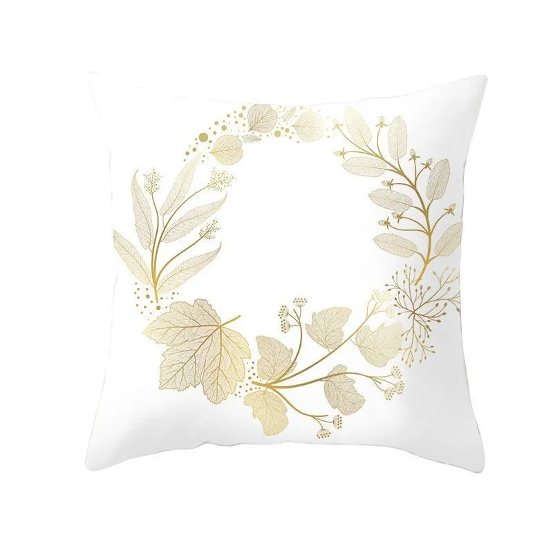 Золотистые цветы, подушка с принтами листьев, покрывало из полиэстера, подушки, мягкая декоративная наволочка для дома, дивана, стула, наволочки, 40816 - Цвет: A
