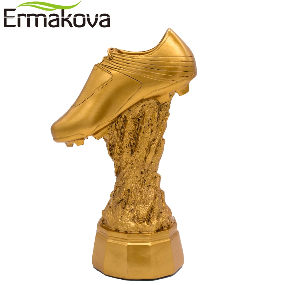 

ERMAKOVA 23cm Height Resin Football Shoes Figurine Award Figurine Souvenir Football Soccer Trophy Boot Statue Home Decor Gift